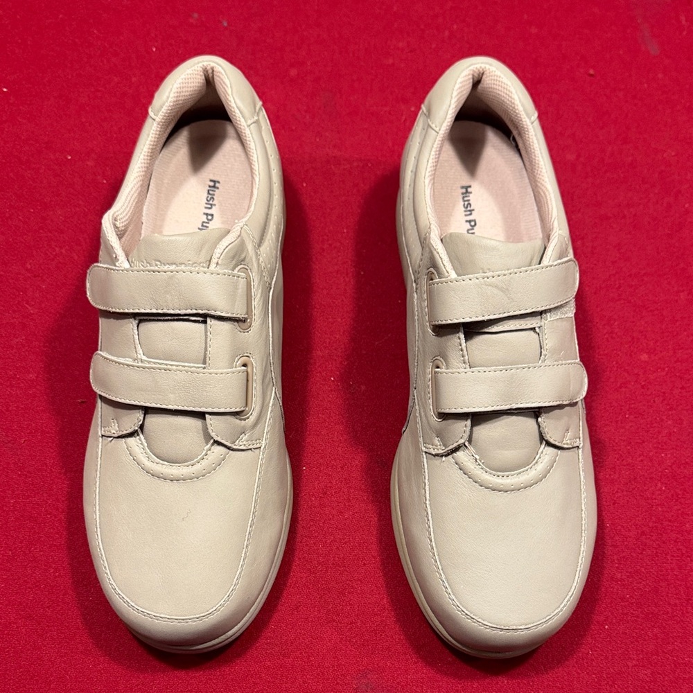 Hush Puppies Power Walker 2 women’s taupe leather Velcro Sneakers
